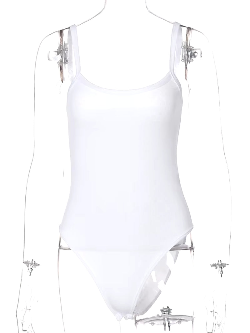 Strap Solid Bodycon Sexy Body Casual Basic White Summer Bodysuit Women Tops Sleeveless Sheer Bodysuits Jumpsuit Slim
