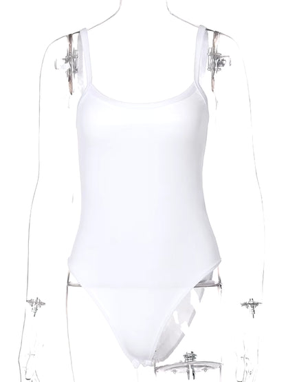 Strap Solid Bodycon Sexy Body Casual Basic White Summer Bodysuit Women Tops Sleeveless Sheer Bodysuits Jumpsuit Slim
